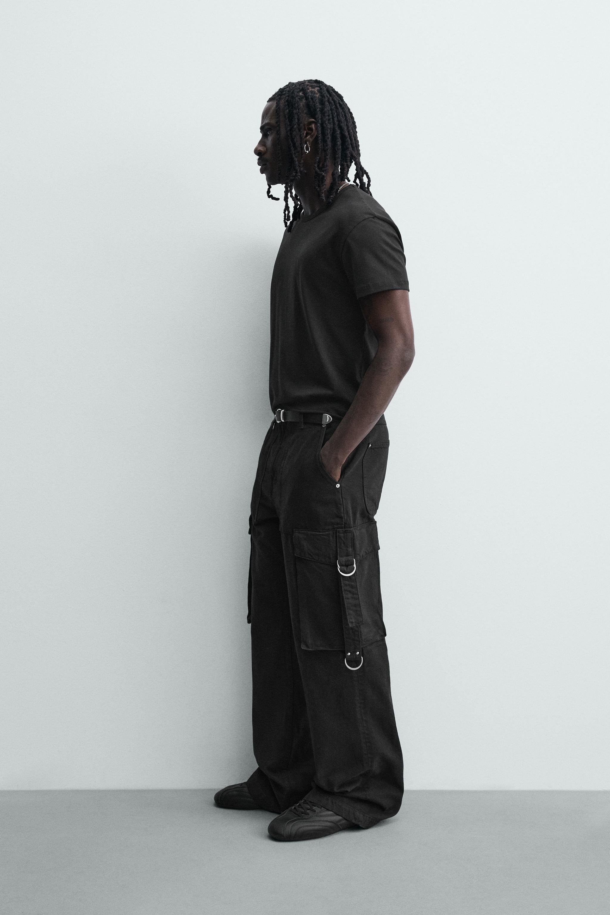RELAXED FIT CARGO PANTS WITH STRAPS